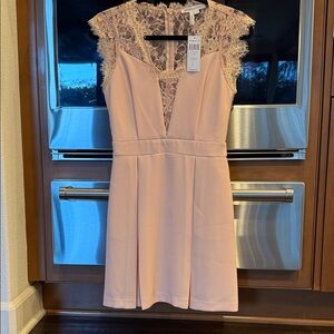 BCBGeneration Lace Detail Pink Mini Dress